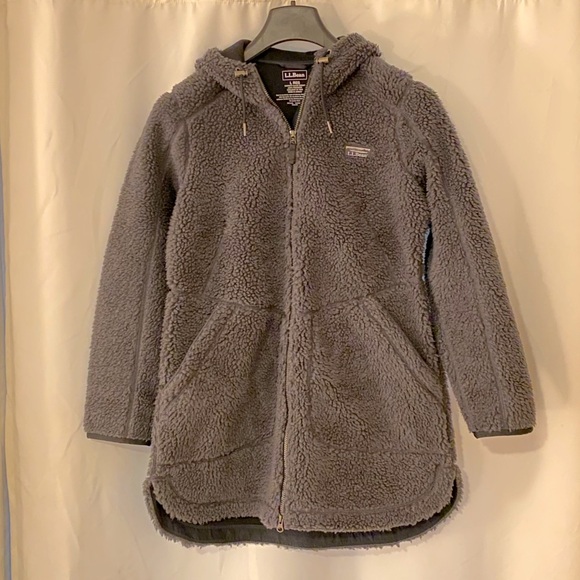 LL Bean Women's Mountain Pile Fleece Coat - Alloy Gray Large - Picture 2 of 3